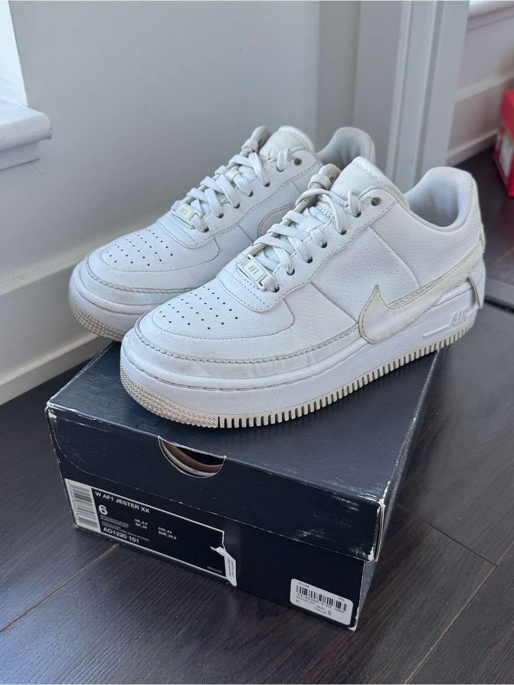 Nike Air Force 1 Jester XX White Leather Sneakers Women’s Size 6 with Box